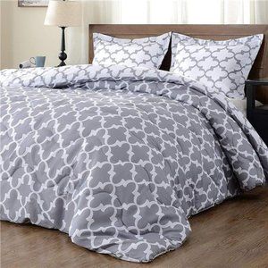 Printed Queen Comforter Set-Grey Queen/Full Comforter,Soft Bedding Comforter Set